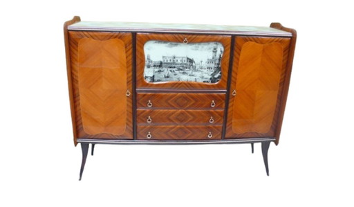 Mid - Century Italy Highboard Buffet Credenza with house bar, Fratelli Rigamonti style, 40s 50s