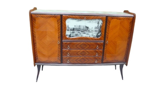 Image 1 of Italie Highboard Buffet Credenza avec bar à la maison, style Fratelli Rigamonti, années 40 50, Mid Century