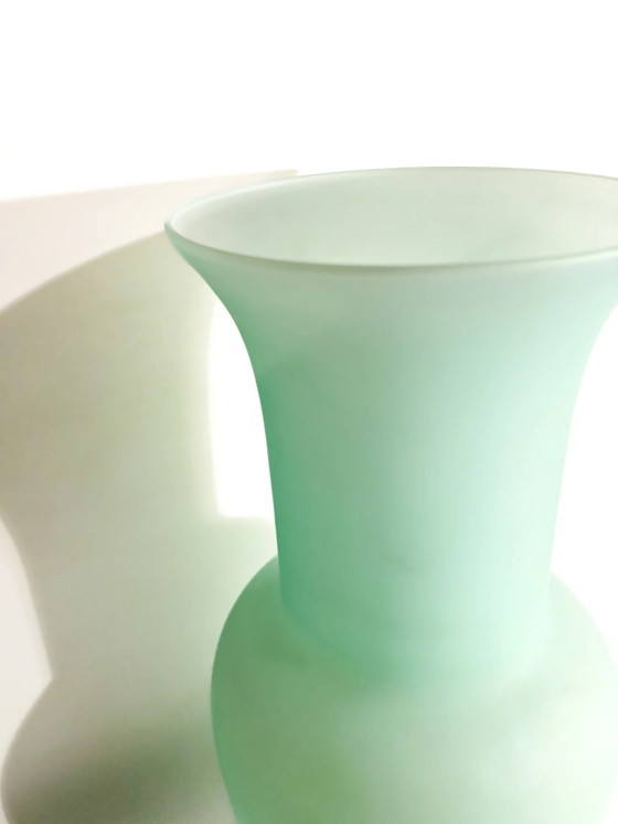 1980s Opalescent Aqua Green Cased Murano Glass Vase (photo 4 of 7)