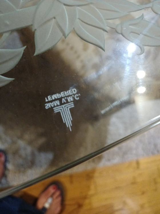 Image 1 of EXCLUSIEVE HANDGESLEPEN DESIGN EETTAFEL MET SMEEDIJZEREN VOET