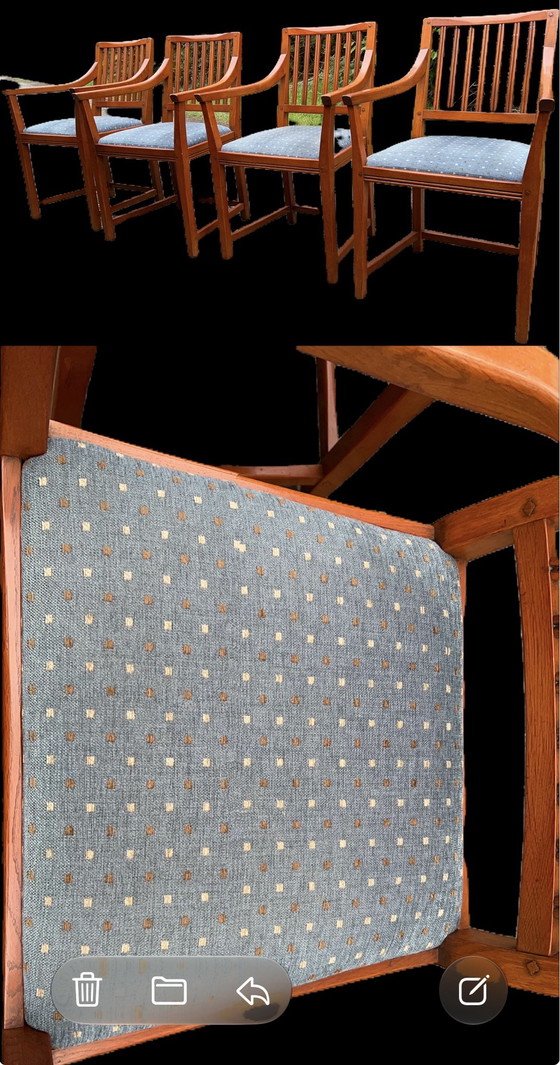 4 Schuitema Jugendstil Sedie da pranzo con braccioli, Tessile, Legno, Blu (foto 2 di 5)