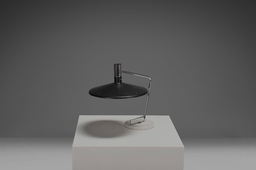 Tafellamp van metaal, chroom en marmer, ontworpen door Georges Frydman voor EFA, Frankrijk, jaren 60.