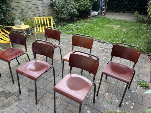 Set von 6 Gispen Stühlen – eetkamerstoelen, Wood, Metal (photo 2 of 10)