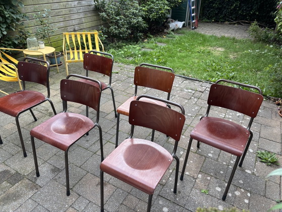 Set von 6 Gispen Stühlen – Esszimmerstühle, Wood, Metal (photo 2 of 10)