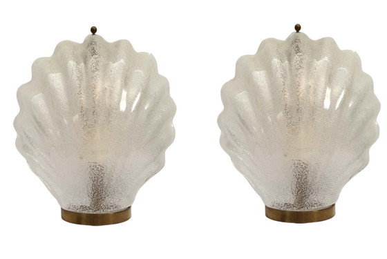 Image 1 of 2er-Set Murano-Muschel-Wandlampen Großformat