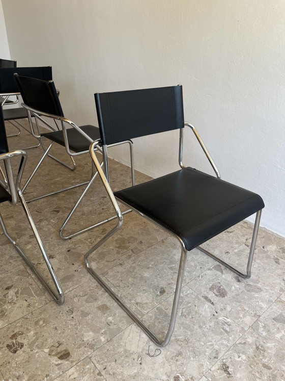 Image 1 of 6 vintage chromen eetkamerstoelen, Bauhaus-stijl, jaren 80!