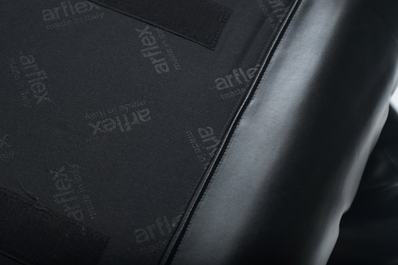 Image 1 of Marenco 255 Sofa Mario Marenco Arflex Italy 1970 Original black leather bodied three seat sofa on a low rounded base  The Marenc