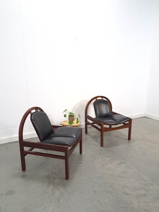 Ensemble de fauteuils en cuir noir Argos, Baumann France