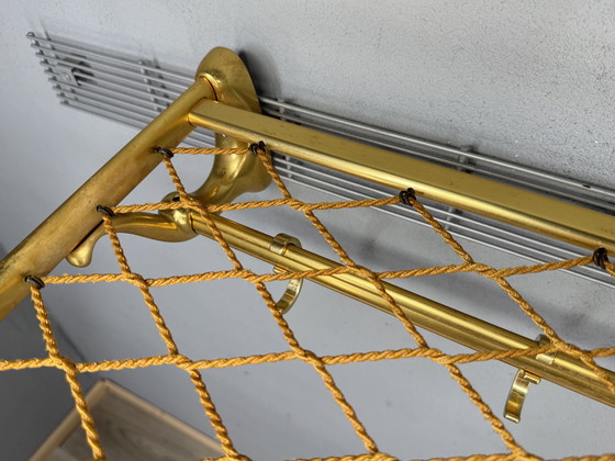 Image 1 of Vintage metalen wandkapstok met touw