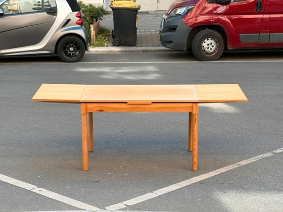 1/1 Dining Table Solid Pine Extendable Mid Century, Wood, Brown, Vintage (photo 2 of 12)