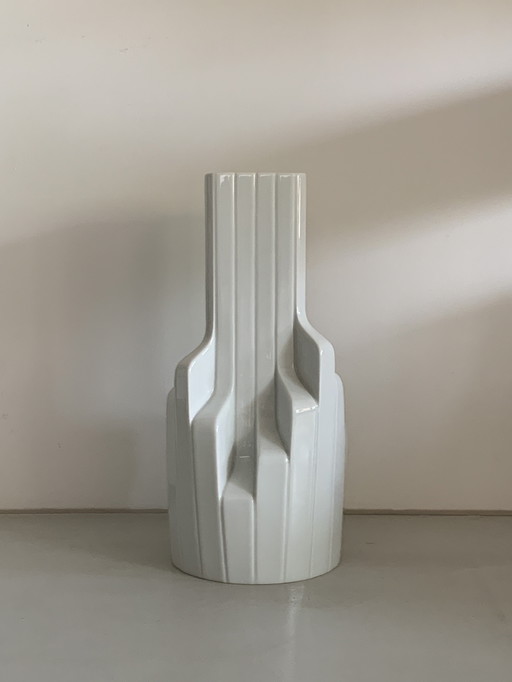 Zaha Hadid x Rosenthal Studio-Line: Sculpturale wit porseleinen 40cm vloervaas, architecturaal minimalisme