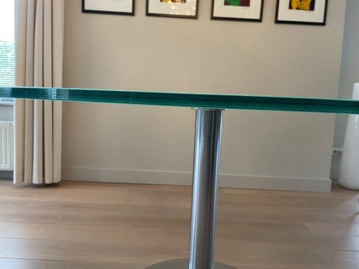 Metaform Orfis round glass dining table 130 cm