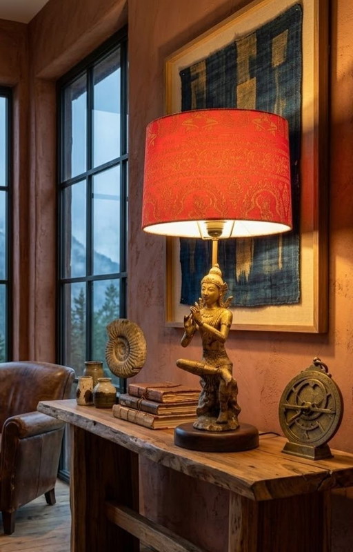 Antica grande lampada thailandese Rattanakosin in bronzo dorato fine XIX secolo