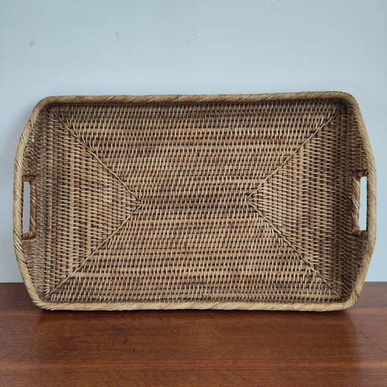 Image 1 of Wunderschönes handgefertigtes Tablett aus burmesischem Weidengeflecht