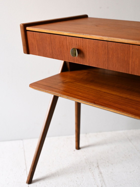 Image 1 of Pair of 1950s Scandinavian nightstands with shelf
