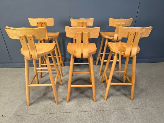 Image 1 of Sgabelli da bar brutalisti di metà secolo, anni '60 - set da 6