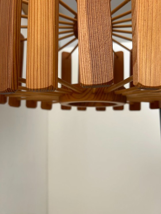 Image 1 of Vintage hanglamp van grenenhout, Zweden 1970.