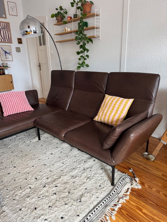 Image 1 of Brühl Roro Medium 3-Seater Leather Pearl Dark-Brown