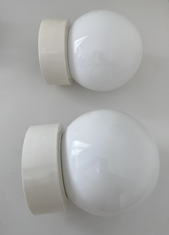 Image 1 of 2x Vintage Corodex Bollampen Plafondlamp Wandlamp – Jaren 60/70 – Mid Century