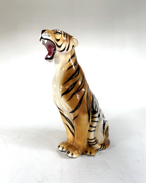 Vintage XL italian ceramic tiger, 1960s