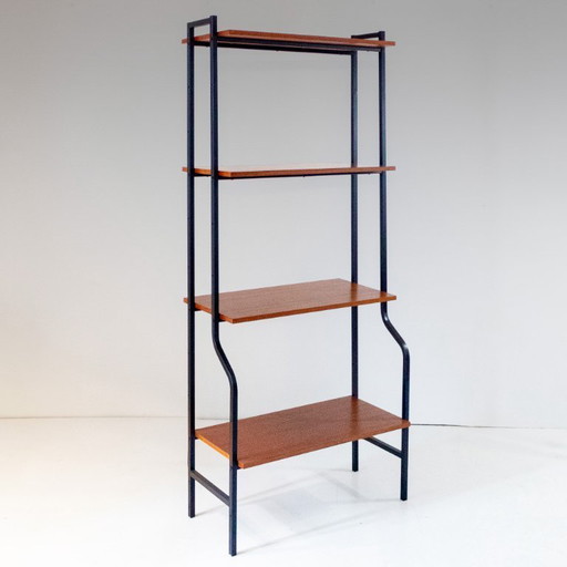 1x Mid-Century Modern Teakhouten Boekenkast met IJzeren Frame, Italië, jaren 1960