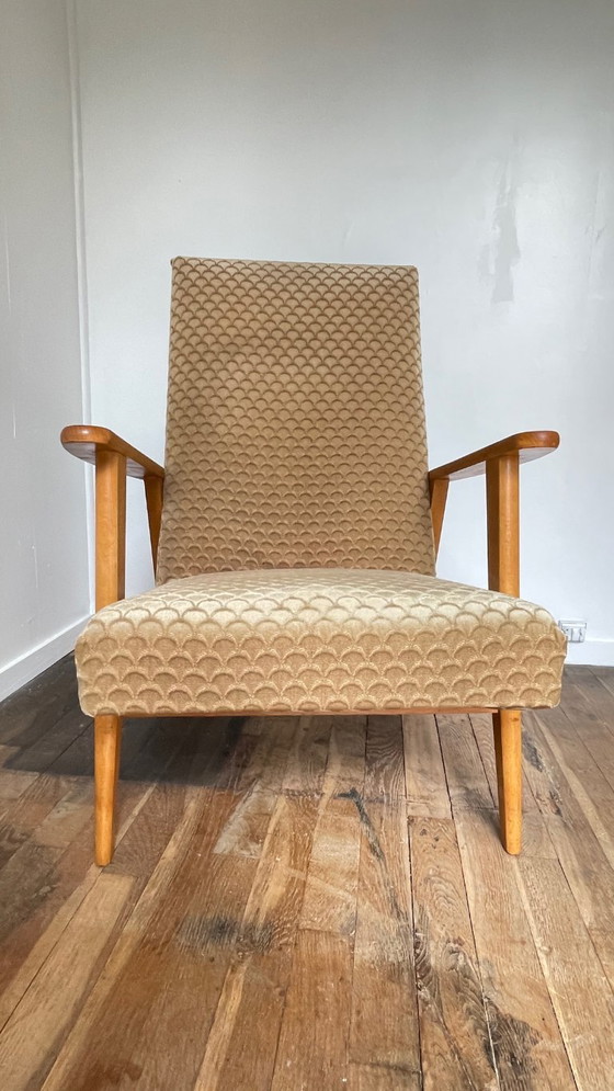 Image 1 of Pair of MANUCERE ARMCHAIRS with VINTAGE Compass Legs