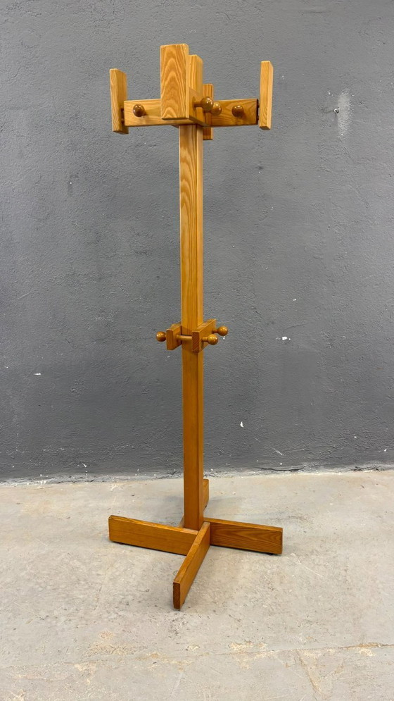 Image 1 of Freestanding Mid-Century Pine Coat Rack, Solid Wood, 1970s, Europe
