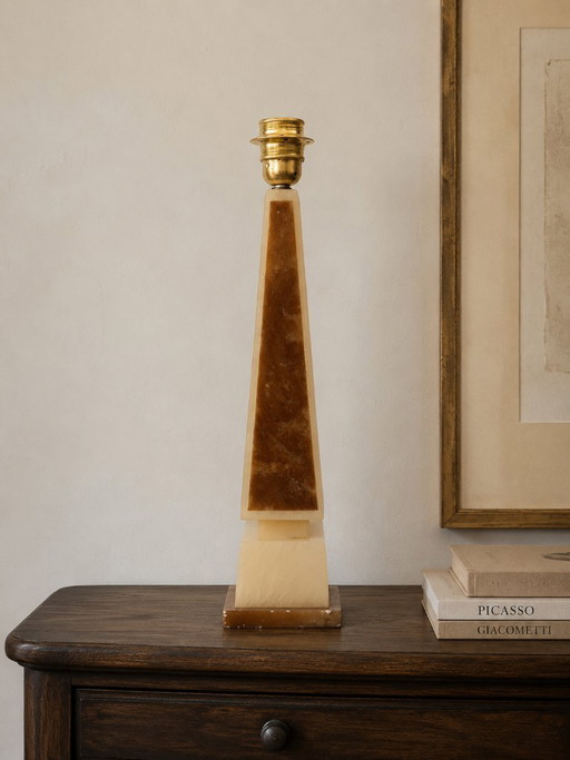 Rare brown alabaster table lamp from Volterra, circa 1960.