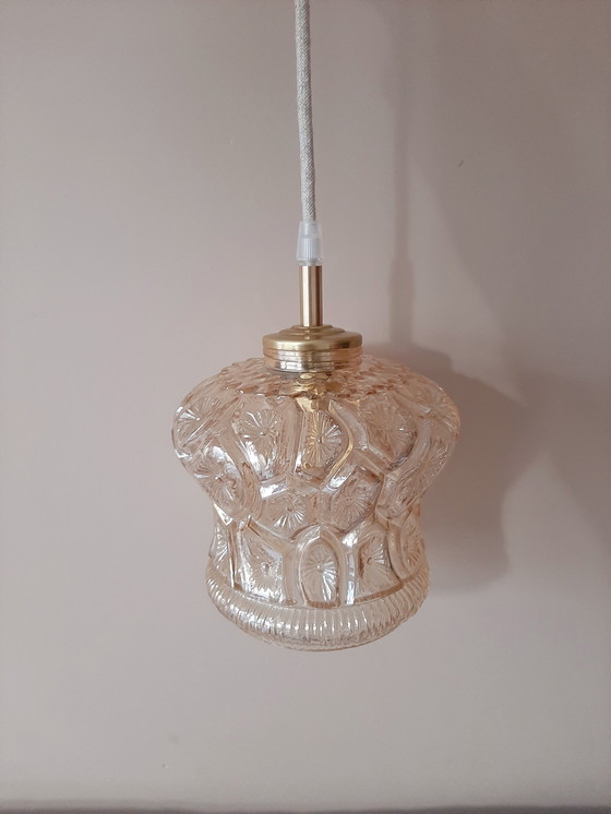 Image 1 of Vintage bubble hanglamp | Vintage bol amberkleur jaren 60
