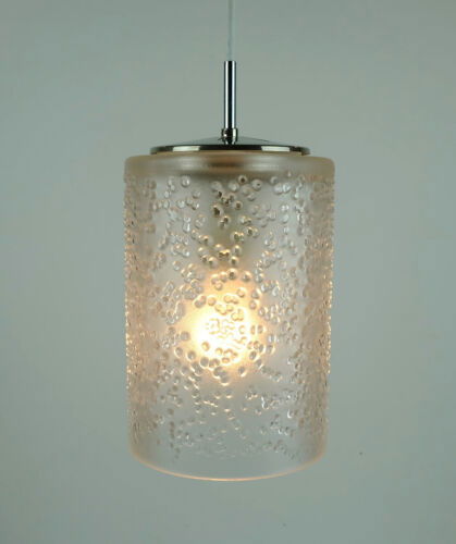 Vintage Peill & Putzler Pendelleuchte, strukturiertes Glas, geätztes Glas, 60er 70er Jahre