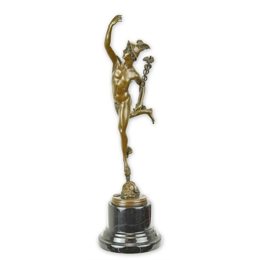 Bronzene Hermes-Statue mit Merkur, 42 cm