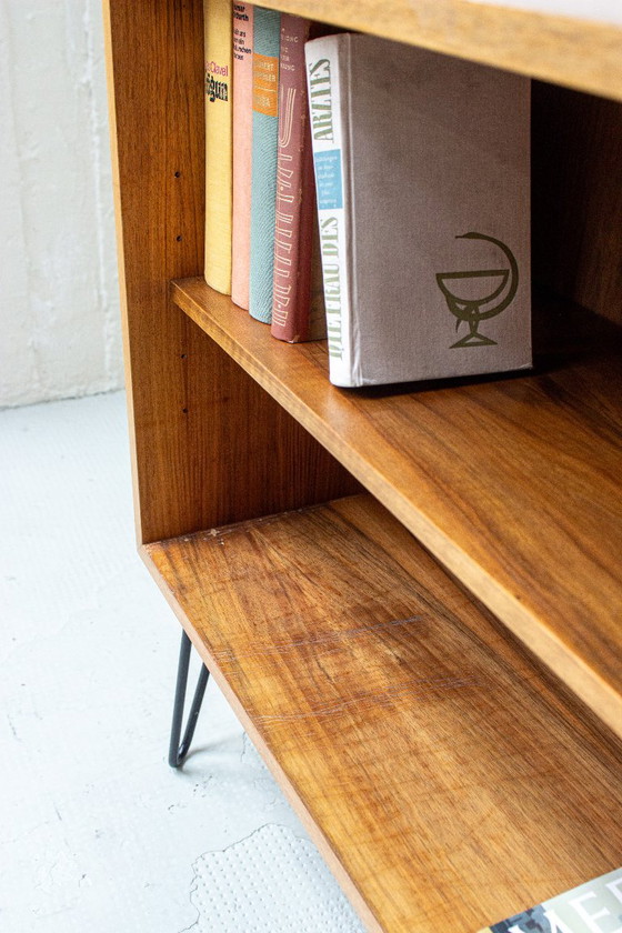 Vintage sideboard, chest of drawers, bookshelf, teak, walnut, 1960s, Mid Century – Wood (photo 6 of 13)