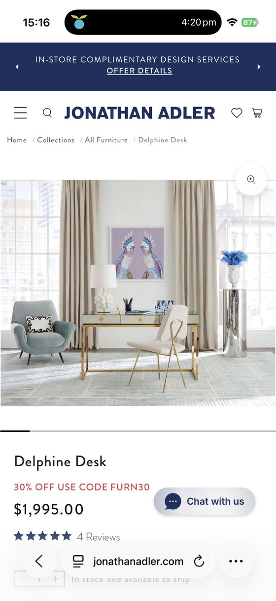 Image 1 of Jonathan Adler Delphine Desk
