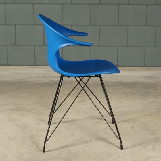 Vintage Blue Bucket Chairs – In the Style of Vitra Eames – Dining chairs, Metal, Plastic (photo 3 of 12)