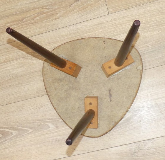 Image 1 of Original 50s 60s flower stool formica gray rose marbled Ø29 H28.5 mini kidney-shaped table vintage retro flower stool plant stan