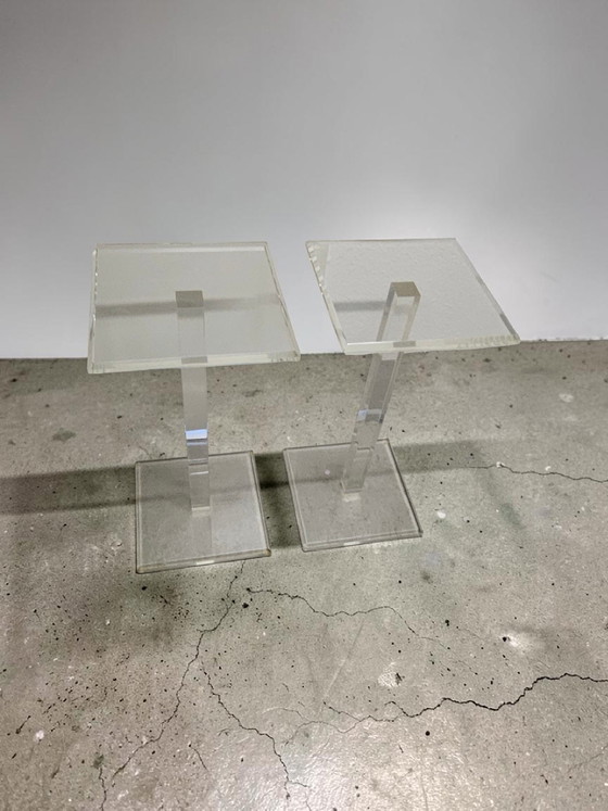 Image 1 of 1 van 2 Designer Acryl Glazen Lamp Kolom Bijzettafel Lamp Tafelmeubel Glanzend