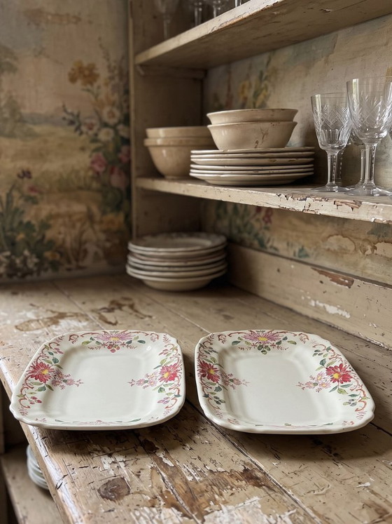 2 antieke Longchamp Daisy schalen, polychroom aardewerk. – Servies, Ceramic, Vintage (photo 2 of 10)
