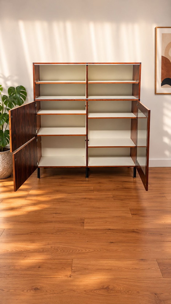 Vintage Scandinavian design display cabinet, Metal, Brass, Black (photo 6 of 8)