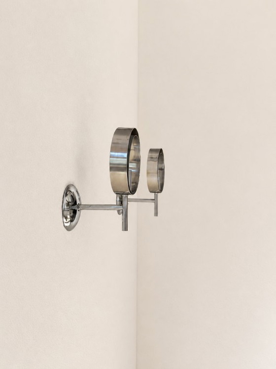 Image 1 of Een paar vintage chromen metalen wandlampen, Frankrijk, 1970