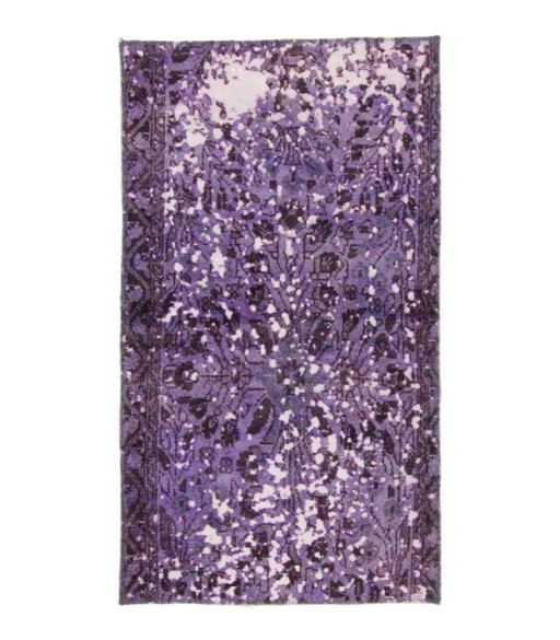 Alfombra Oriental Anudada a Mano Vintage Art Clásico y Diseño en Relieve 120 x 68 cm Color Púrpura