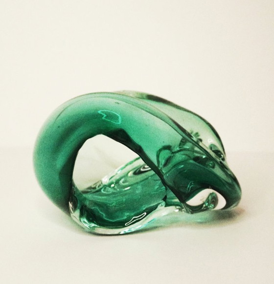 Image 1 of Prachtige smaragdgroene Murano glazen schaal