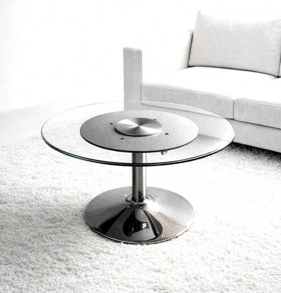 Image 1 of Tavolino da caffè anni Ottanta / cromo - vetro