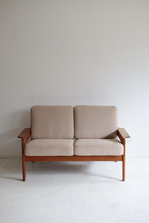 Sofá vintage de 2 plazas, Arne Wahl Iversen, años 50/60, retapizado. – 2 zitsbanken, Wood, Textile