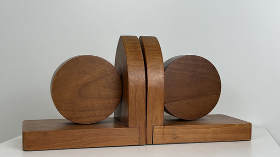 Image 1 of Vintage wooden bookends in the style of the Amsterdam School / Art Deco