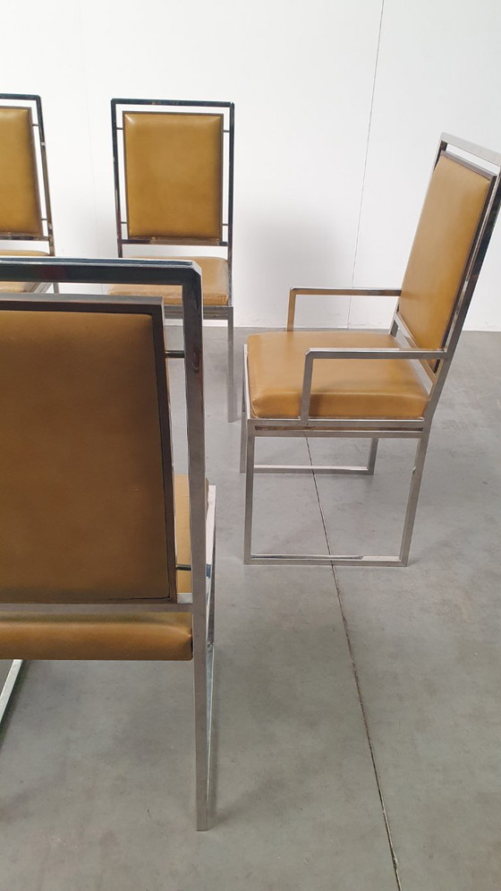 Willy Rizzo Vintage SQ Chair Set Hollywood Regency 70s Design Italy – Dining chairs, Skai (photo 7 of 16)
