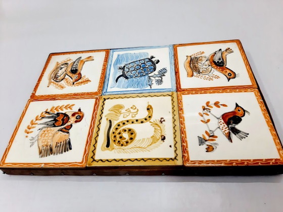 Image 1 of Pannello da parete in maiolica dipinta a mano con 6 piastrelle