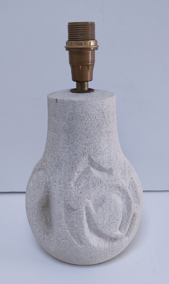 Lampada in pietra intagliata anni '90, Lampade da tavolo, Beige, Vintage (foto 2 di 14)