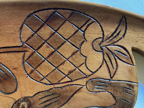 Image 1 of Vassoio da portata in legno di acacia, Guadalupa, anni '80