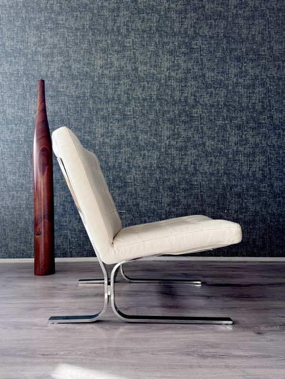 Image 1 of Vintage Italian Lounge Chair in White Leather, 1970s