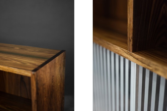 Image 1 of Buffet haut vintage en bois de rose avec verre, Mid Century Scandinavian Modern, 1960s